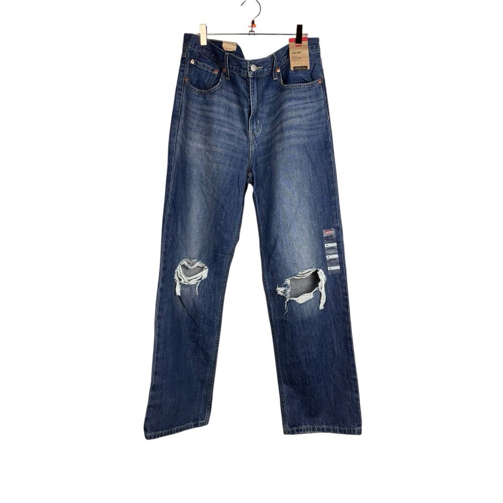 New Levi's‎ Low Pro Straight Jeans Women's Size 31 Blue Denim NWT Distressed